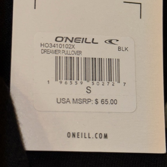 O’NEILL UNISEX DREAMER PULLOVER HOODIE SIZE SMALL METAL PIN ON FRONT POCKET NWT - Picture 3 of 3